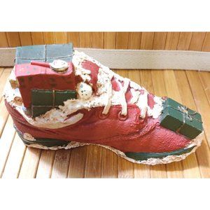 Vtg Hand Crafted in Virginia USA Christmas Stocking Shoe by Wood World Inc 7.5x4